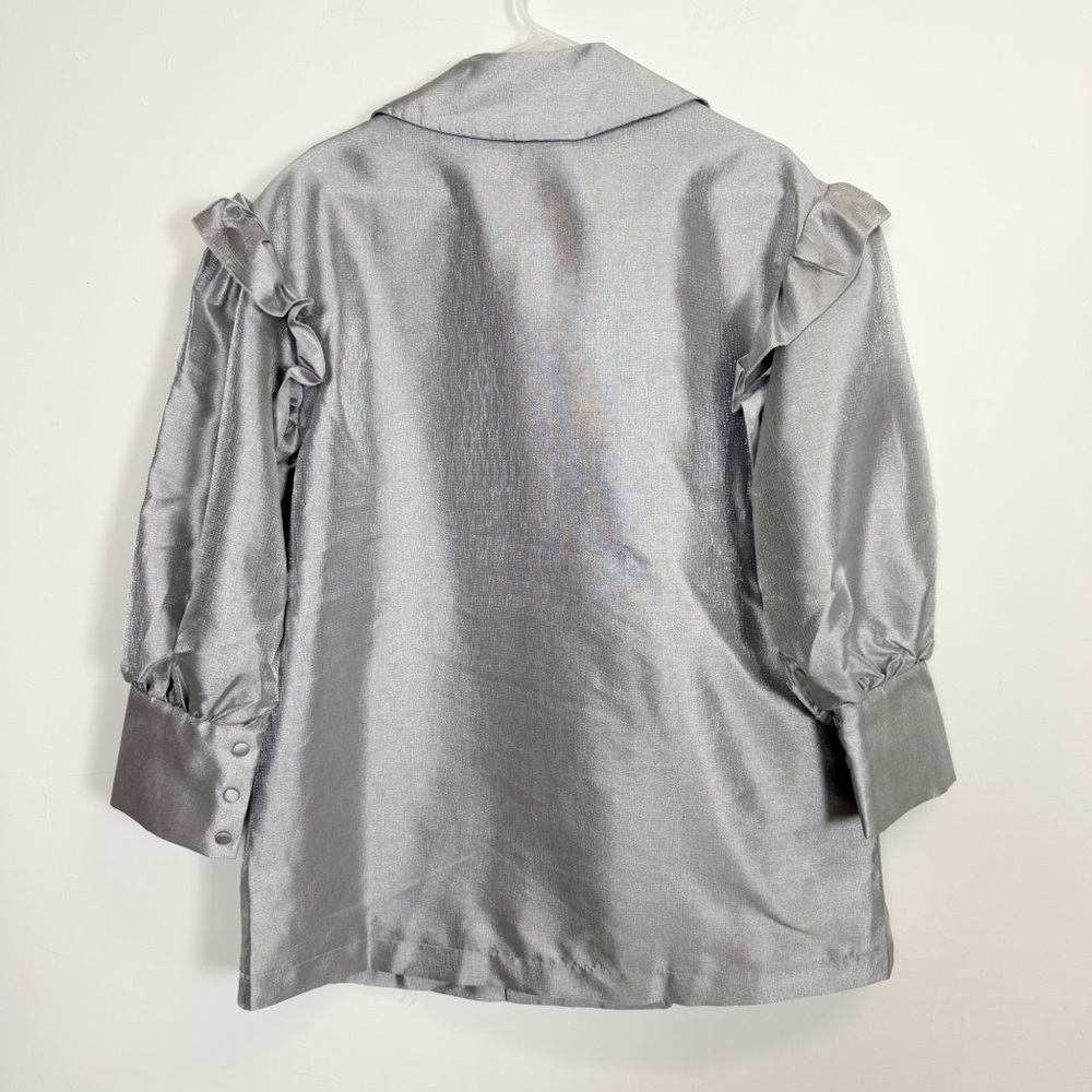 Touche Prive Jacket Womens Large Gray Ruffle NWT - Picture 2 of 9